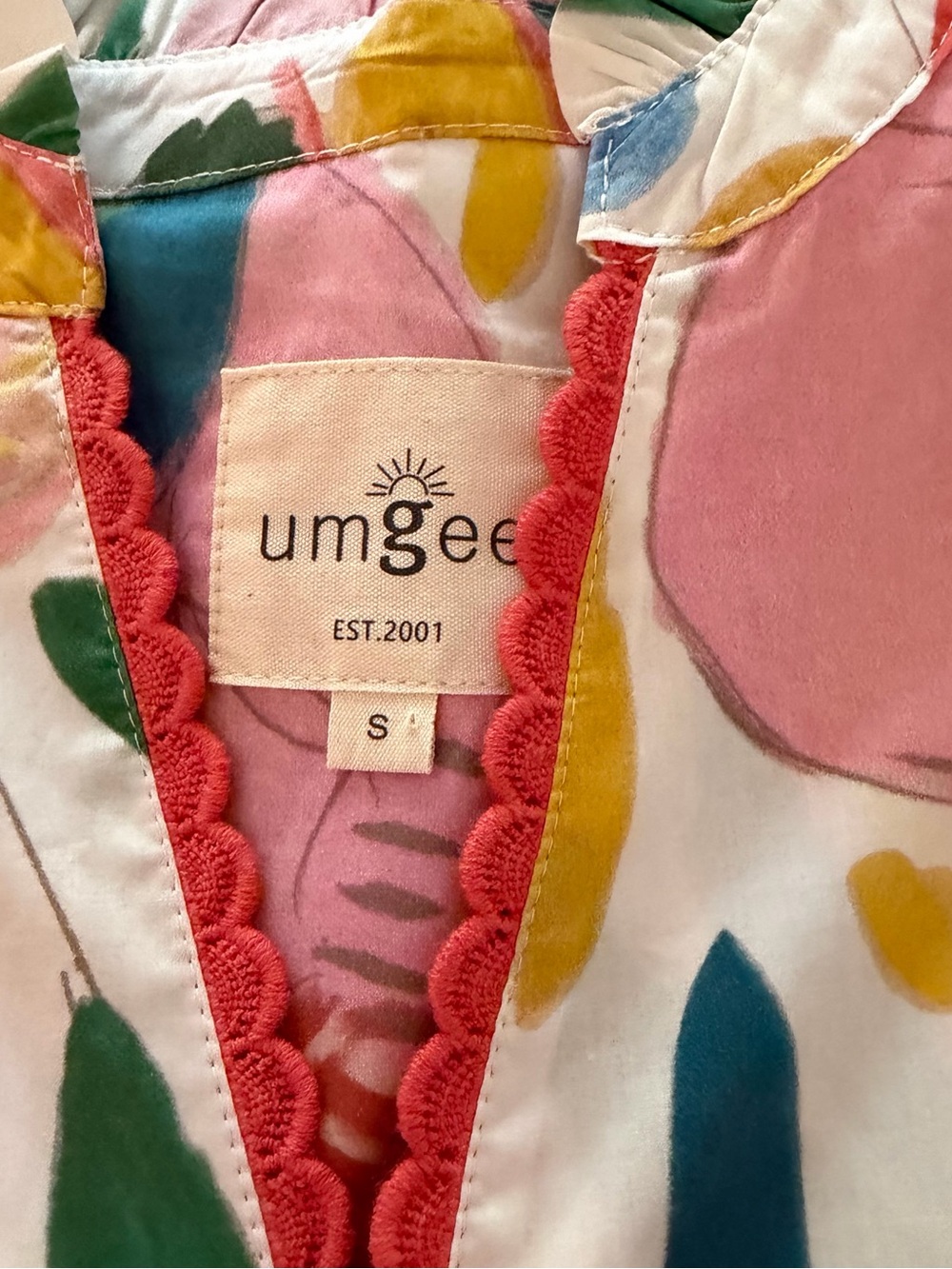 Umgee Pink Multicolor Scallop Trim Floral Mini Dress - Picture 2 of 2